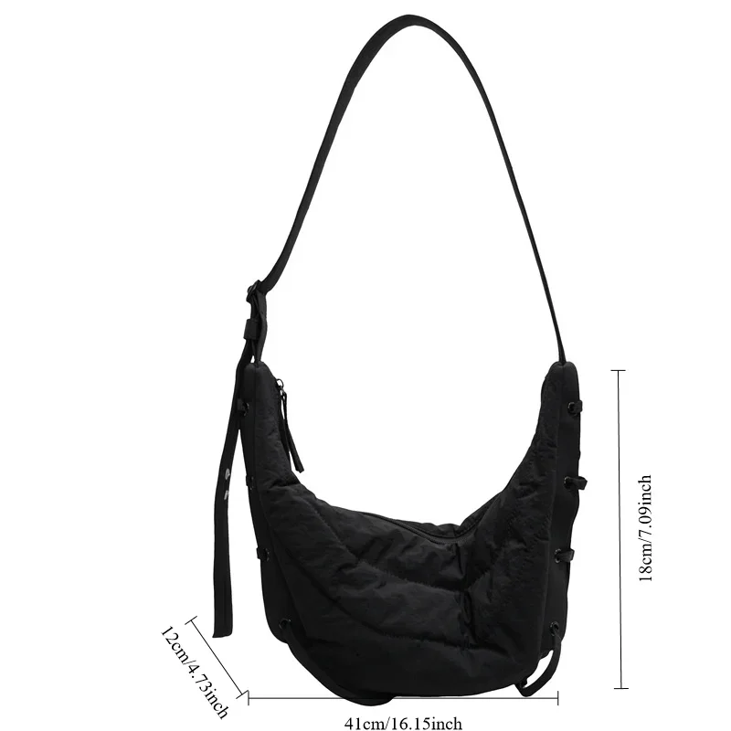 Vintage Niche Design String Nylon Hobo Bag Women New Versatile Croissant Crossbody Bag Simple Thread Commuter Shoulder Bag