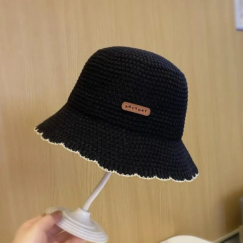 Französischer Wellenkanten-Strick-Bucket-Hat Sommer Mode Atmungsaktiver Faltbarer Outdoor-Sonnenhut – Detail 10