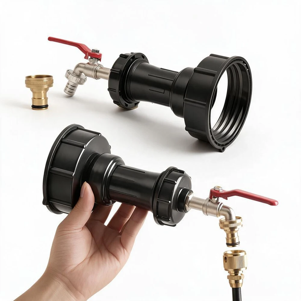 IBC Tank Water Adapter Fit 60/80/100mm Outlet, Alloy Faucet Brass Nipple With Extension Tube, Lawn Watering Livestock Drinking