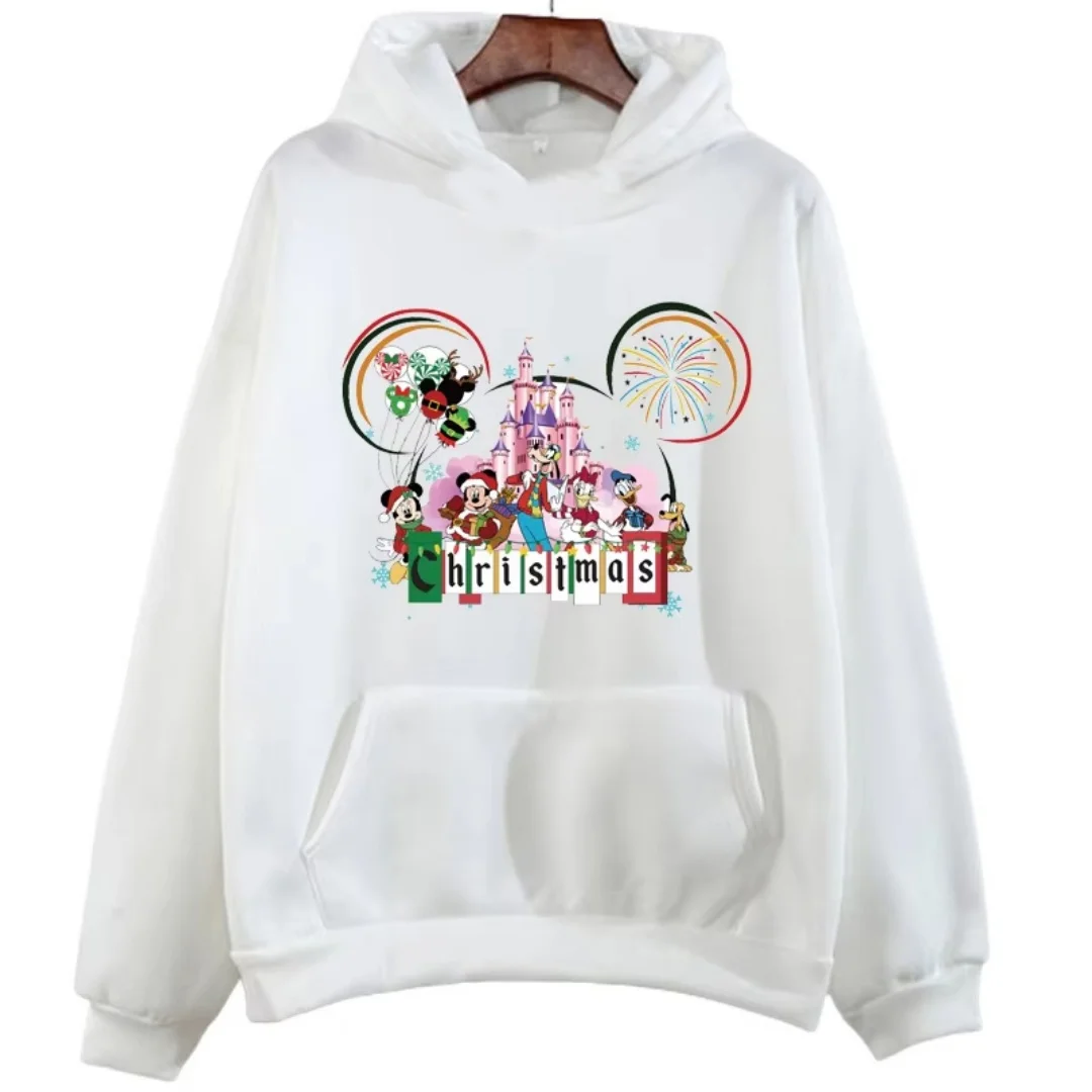 Disney Mickey Mouse und Donald Duck Weihnachts-Grafik-Hoodie, reine Baumwolle, Frühling und Herbst, vielseitiger Y2K-Hoodie für Herren und Damen