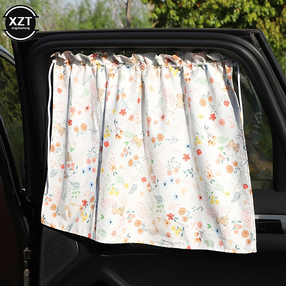 Cortina de ventosa para ventana de coche, parasol Universal de dibujos animados, protección UV para niños y bebés