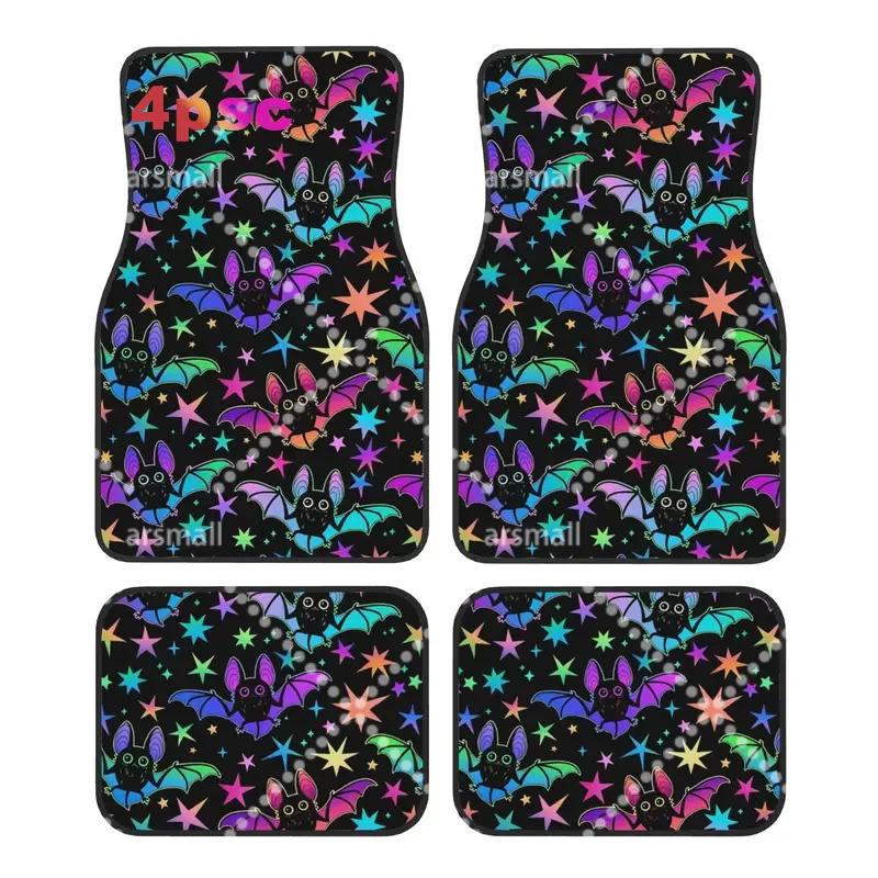 Halloween Bats Gothic Magic Mysterious Car Floor Mats of 4 Pieces Crystal Velvet Universal Car Front Rear Carpets Foot Mats