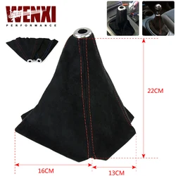 Universal Jdm Black Suede Shift Boot For M/T Manual Shift Gear Cover Shifter Stitch For Honda Civic J 99-00 WX-SBC11