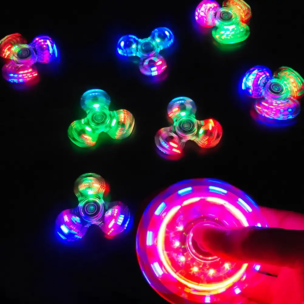 Crystal Luminous LED Light Fidget Spinner Hand Top Spinners Glow in Dark EDC Stress Relief Toys Kinetic Gyroscope for Children