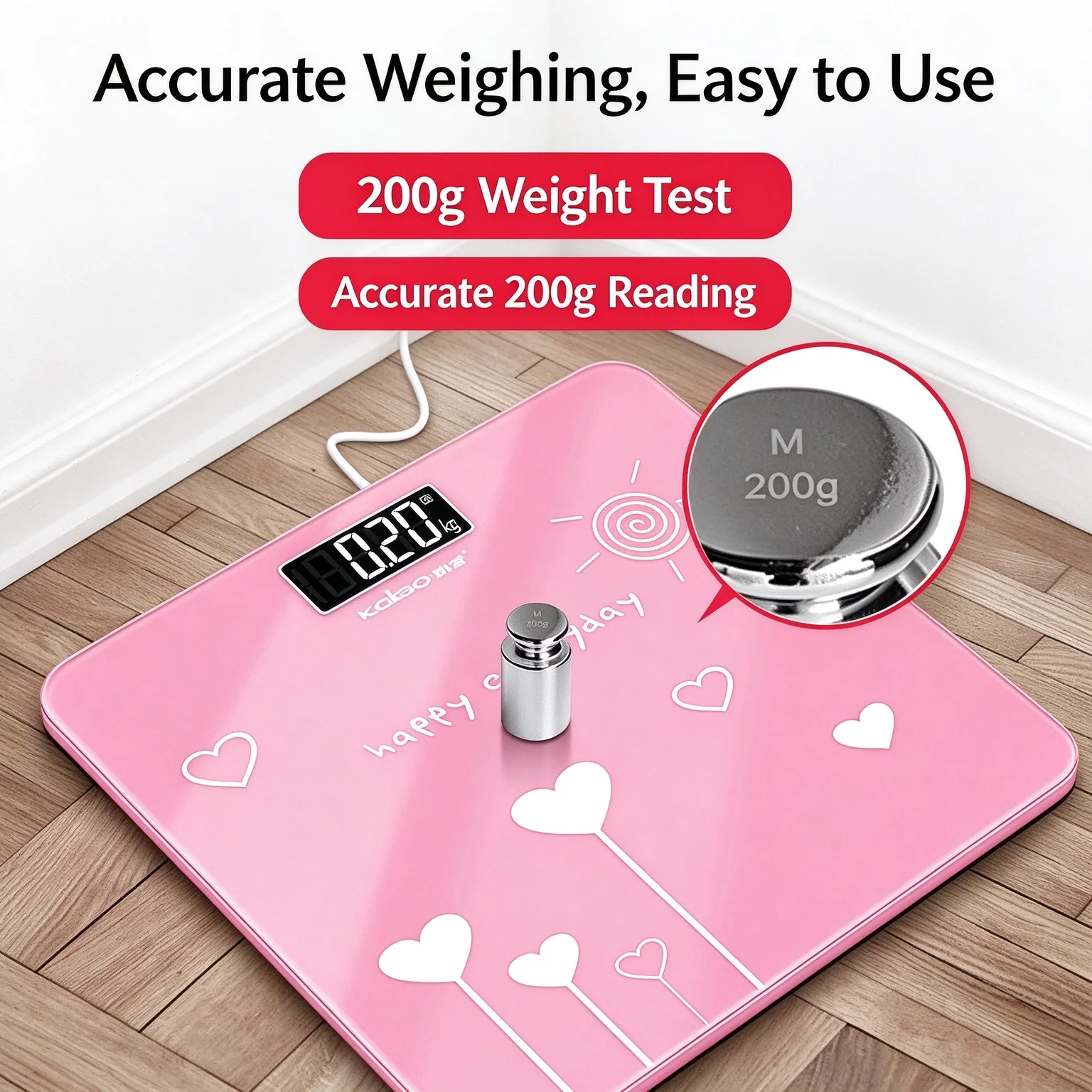 English: Rechargeable Digital Weight Scale, Home High Precision Body Weight Scale, Portable Bathroom Scale for Adult Student, Ac