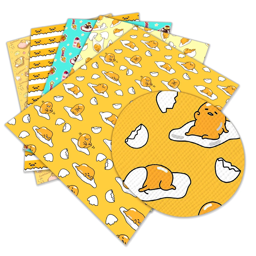 

MINISO 22X30CM Sanrio Gudetama Cartoon Print Artificial leather DIY Earring Hair Bow Bag Crafts faux Leather