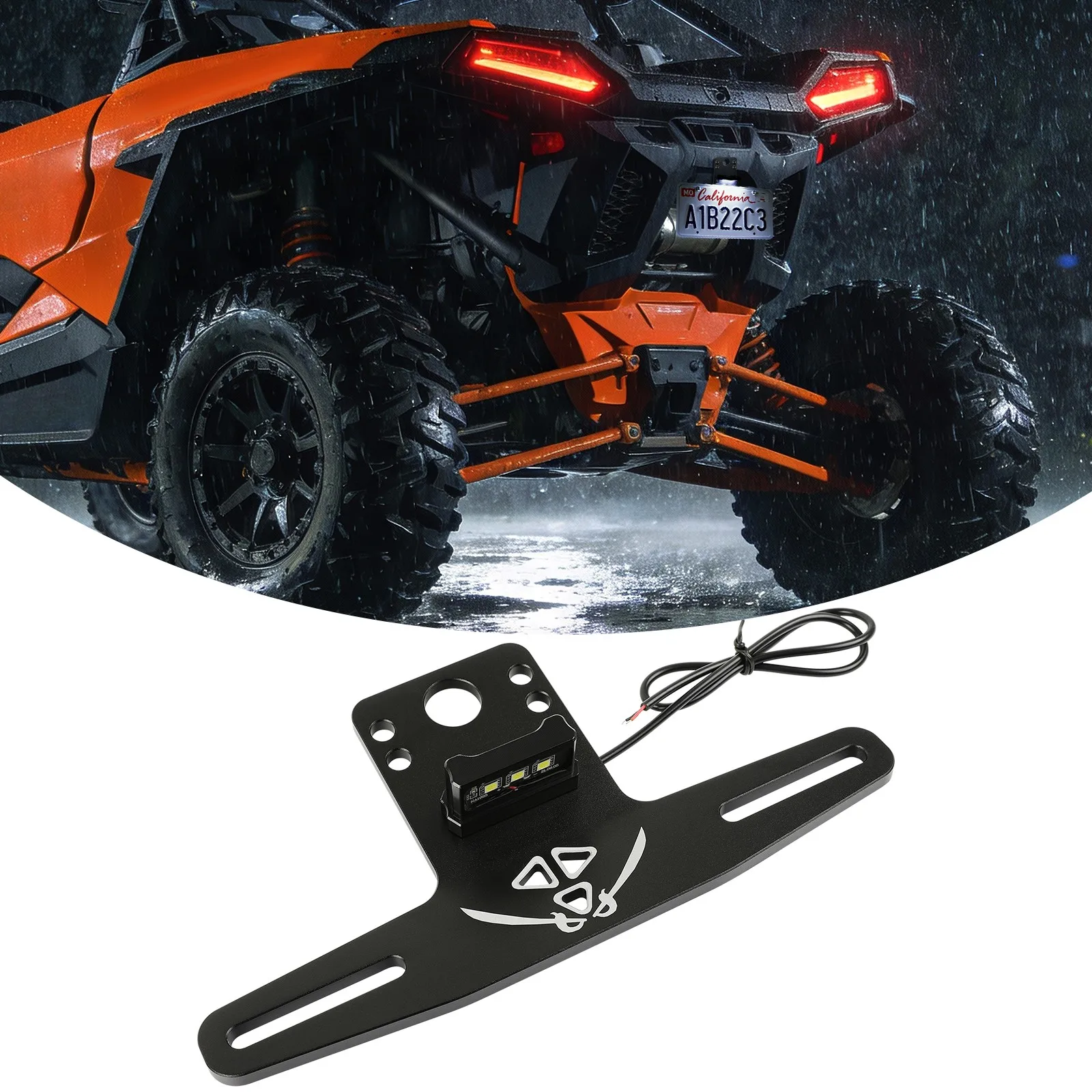 ATV UTV Kennzeichenhalter mit LED-Licht für Polaris RZR XP 1000 900 850 800 für Can-Am Maverick X3 X3 Max 1000R