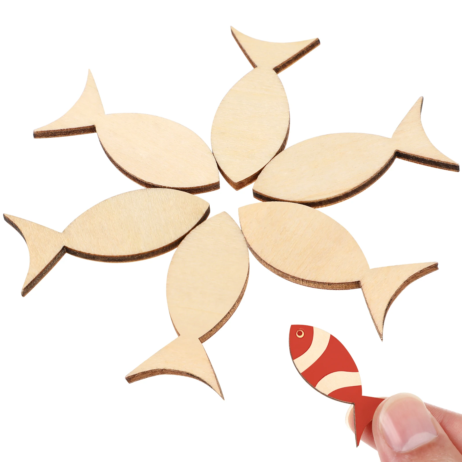 

100 Pcs Wooden Fish Decorations Craft Supplies DIY Embellishments Gift Tags Shapes Wood Slices for Home Party Card Making