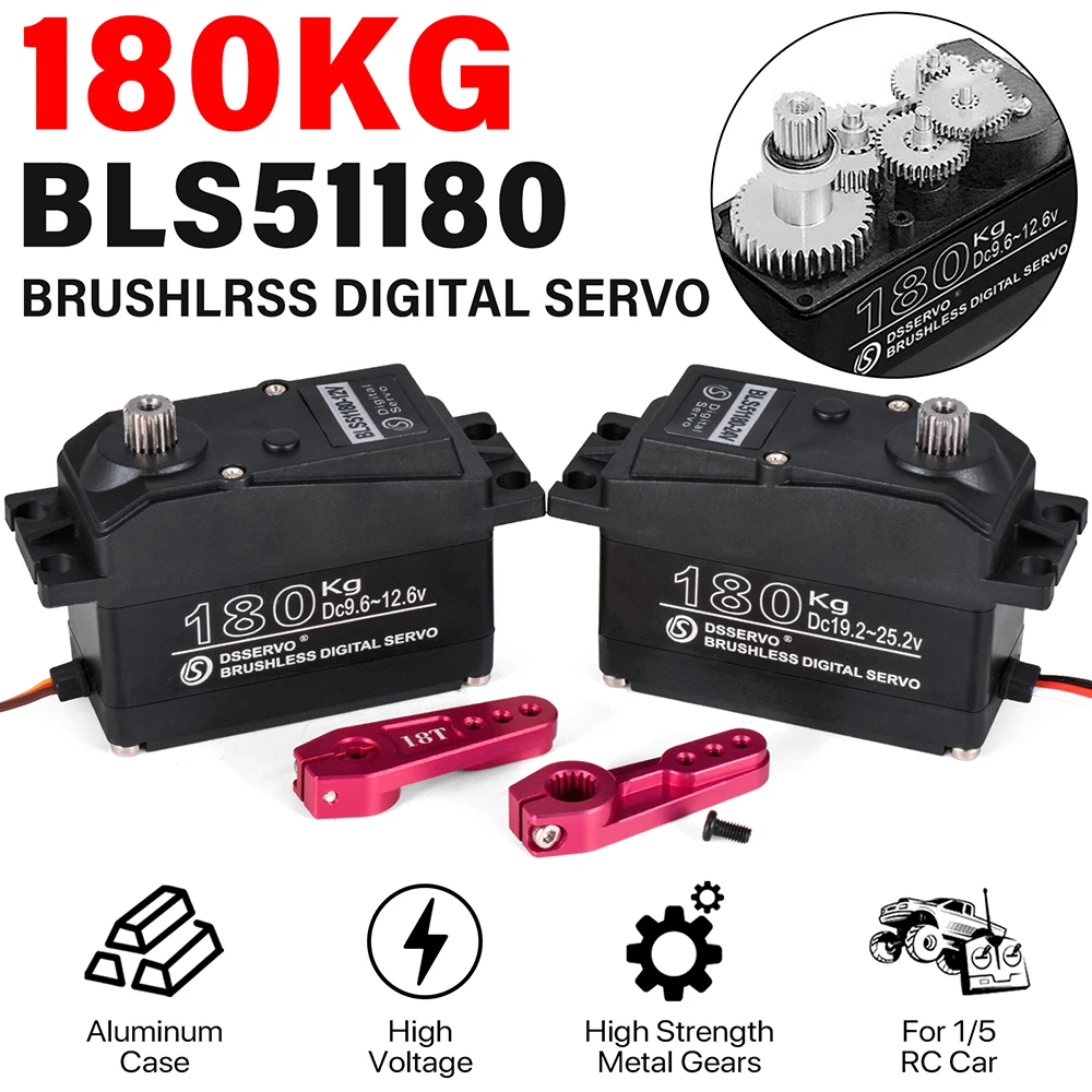 

9IMOD 180KG Brushless Servo RC Digital Servo 12V/24V 180/270 Degree High Torque Servo for 1/5 RC Car Baja Car