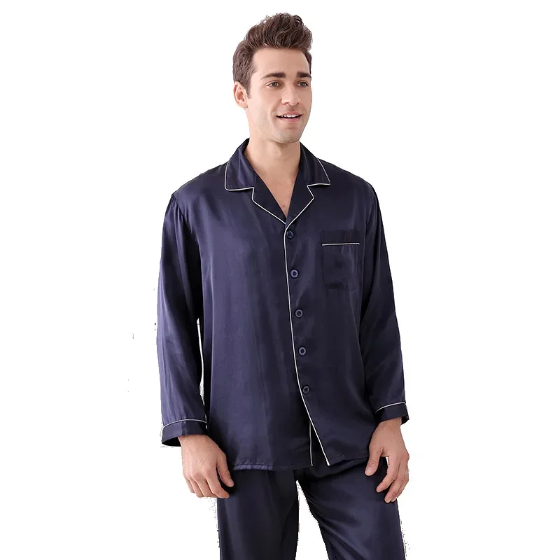 Pyjama à manches longues Mulberry pour hommes, vêtements de nuit, vêtements de nuit, ensemble 2 pièces, printemps, été, noble, maison, 100%