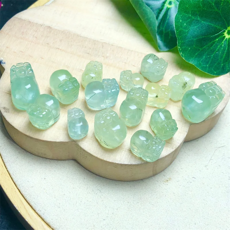 5PCS Natural Prehnite Pixiu Carving Healing Reiki With Hole Fashion Jewelry For Friends Holiday Gifts 10-15MM