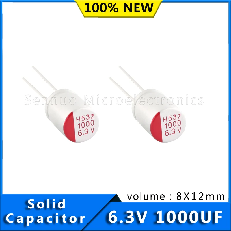 10PCS  6.3V  1000UF  New Motherboard Graphics 1000uf 6.3V 8x12 Card Solid Capacitor Solid Electrolytic Capacitor Super Low ESR
