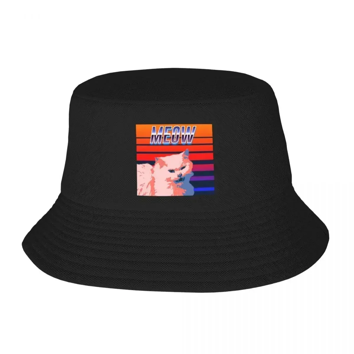 gato-retrowave-80s-balde-golfe-homem-montanhismo-vintage-duro-masculino-usar-feminino-balde-chapeu