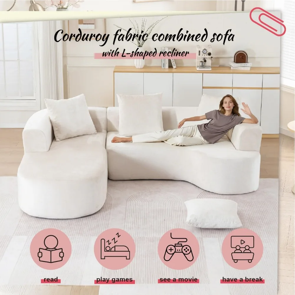 Роскошный современный 3-местный секционный диван из синели с шезлонгом для гостиной, очень широкий изогнутый комфорт L-образной формы