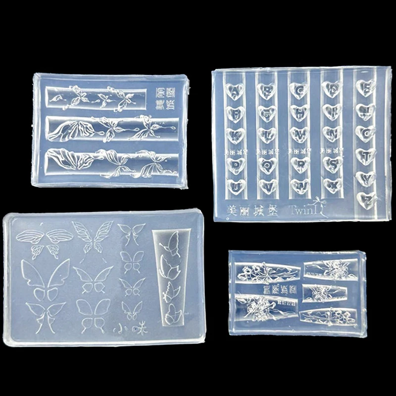 Stampo in silicone 3D Decorazioni per nail art Farfalla Rosa Fiore Farfalla Modelli per manicure in silicone Accessori per stampi
