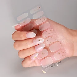 16Tips Semi Cured Gel Nail Strips Glitter Star Gel UV Nail Stickers Long-Lasting Full Cover Nail Wraps DIY Manicure Decoration