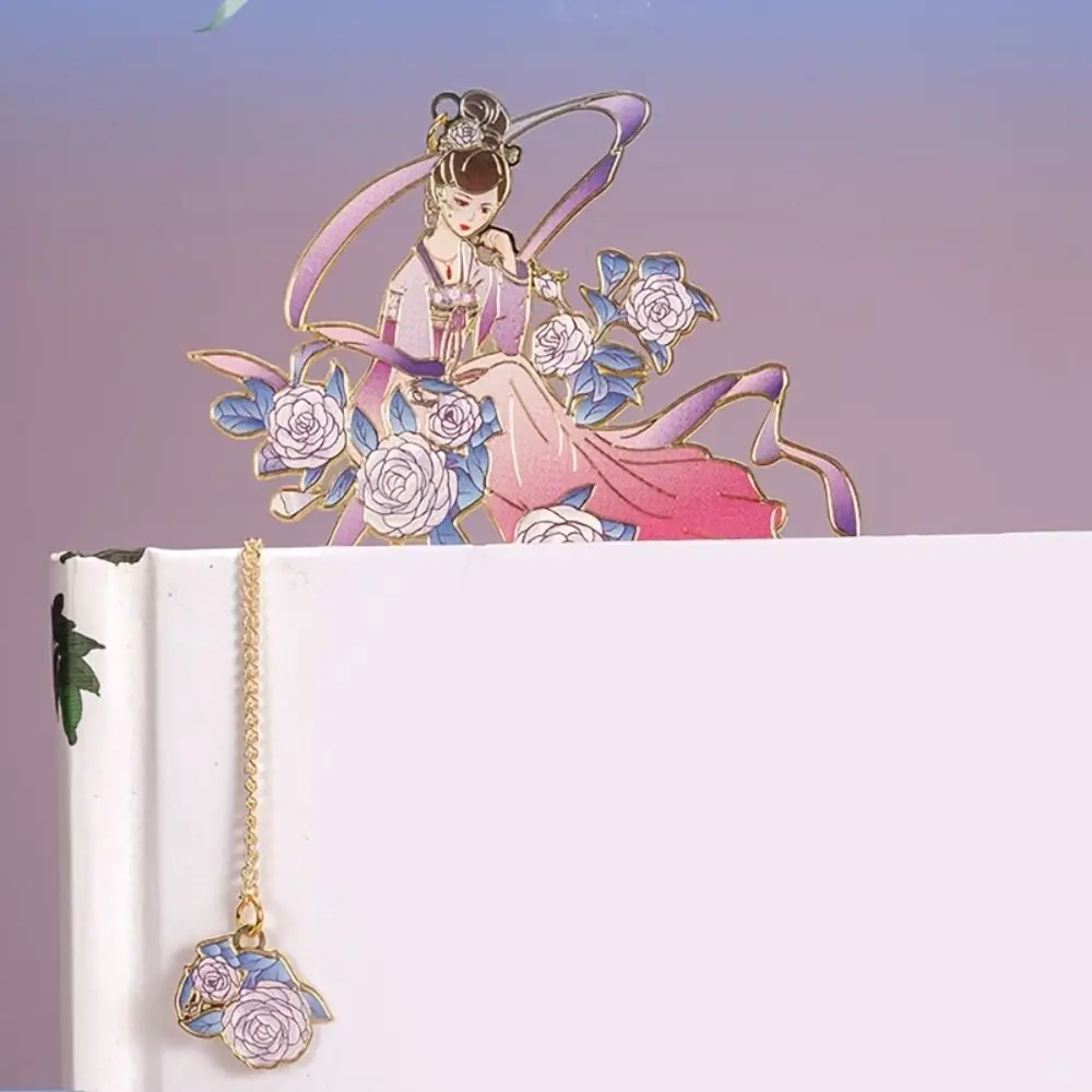 Retro-Lesezeichen aus Metall mit Quastenanhänger, hohler Buchclip, Blumenfee, Paginierungsmarkierung, Buchliebhaber