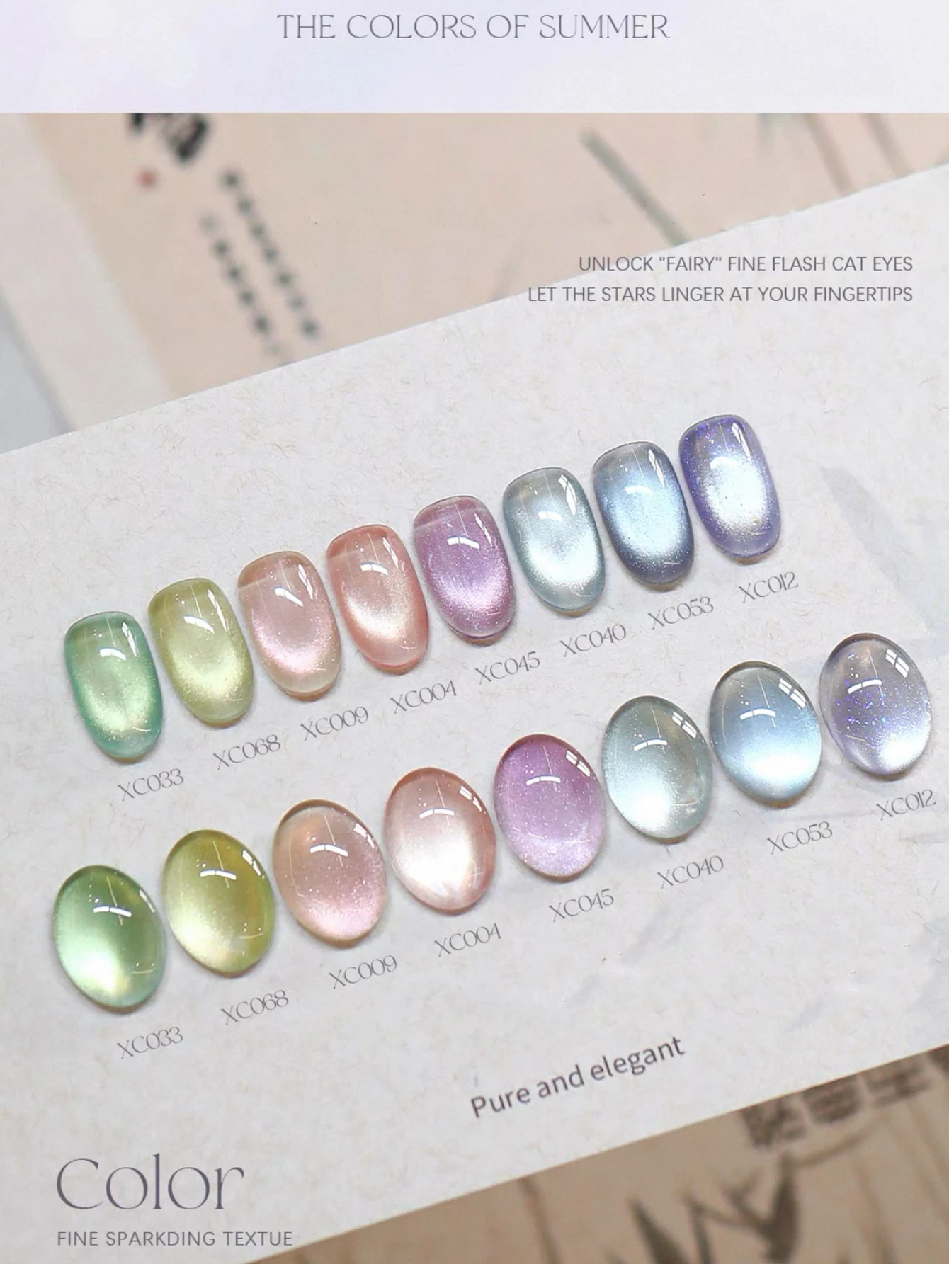 8PCS 2025 Nuovo Nail Art Moda Fototerapia Perline di vetro scintillanti Cielo stellato Colorato Occhio di gatto Scintillante Gel trasparente Nail Po