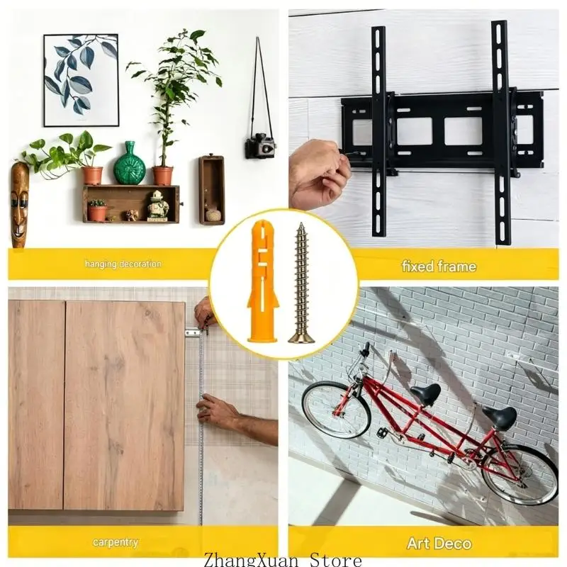 Set mit Befestigungsschrauben und Dehnhülsen für den Haushalt, 200 Stück, sortiertes Wandmontagezubehör Koffer für hängende – Detail 4