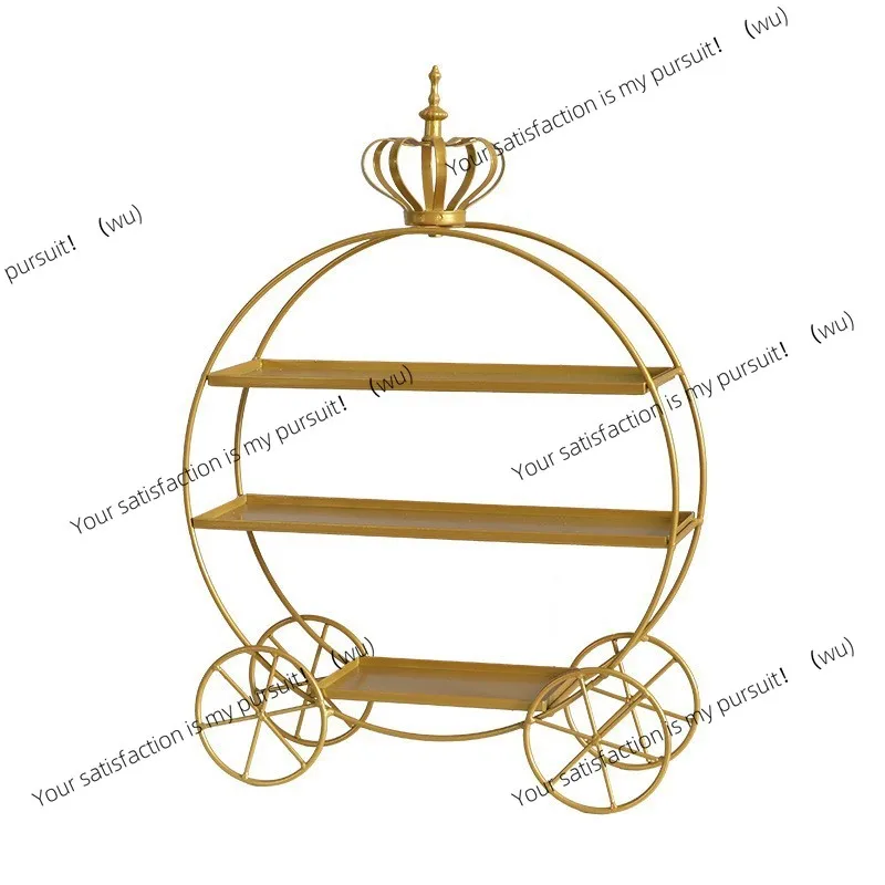 

European Crown Wedding Decoration Afternoon Tea Three-layer Cake Rack Dessert Table Display Rack Golden Pastry Display Rack