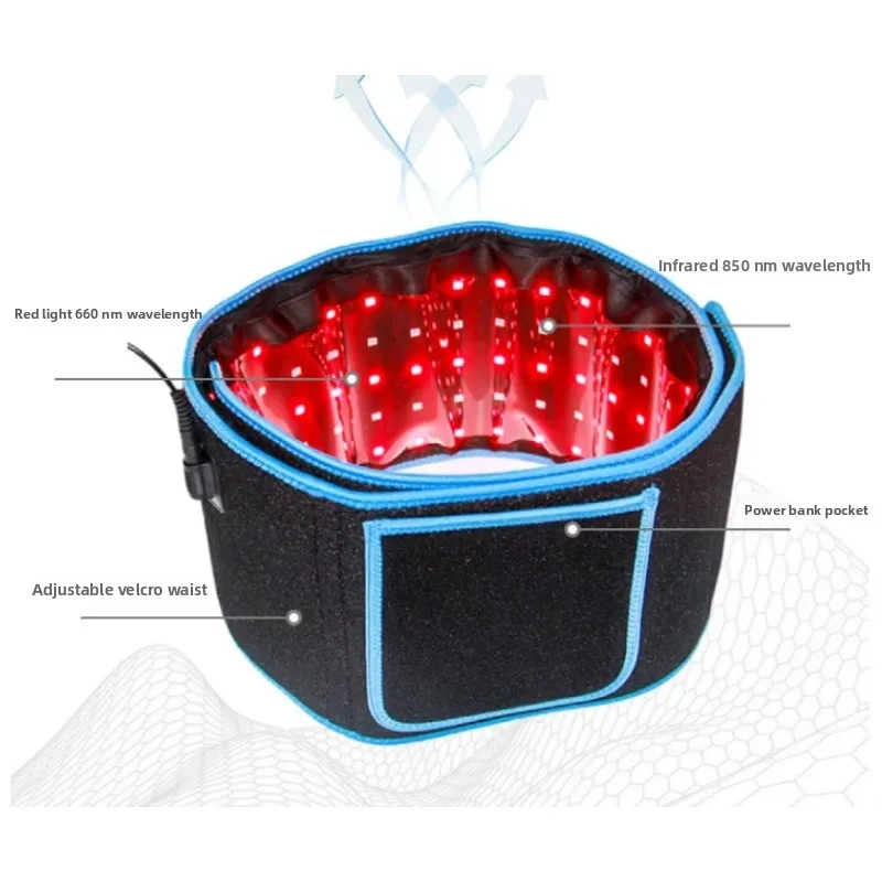 LED Phototherapy Massage Belt, 660nm 850nm Red Light Hot Compress Belt for Body Shaping, Relaxation & Back Pain Relief