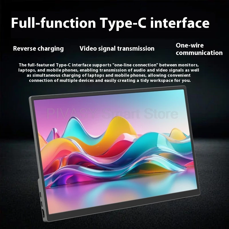 18.5 Inch Portable Monitor IPS 60Hz 14ms Response with Bracket Convenient For Switch PS5 XBOX Laptop Dual Speaker Type-C HDMI