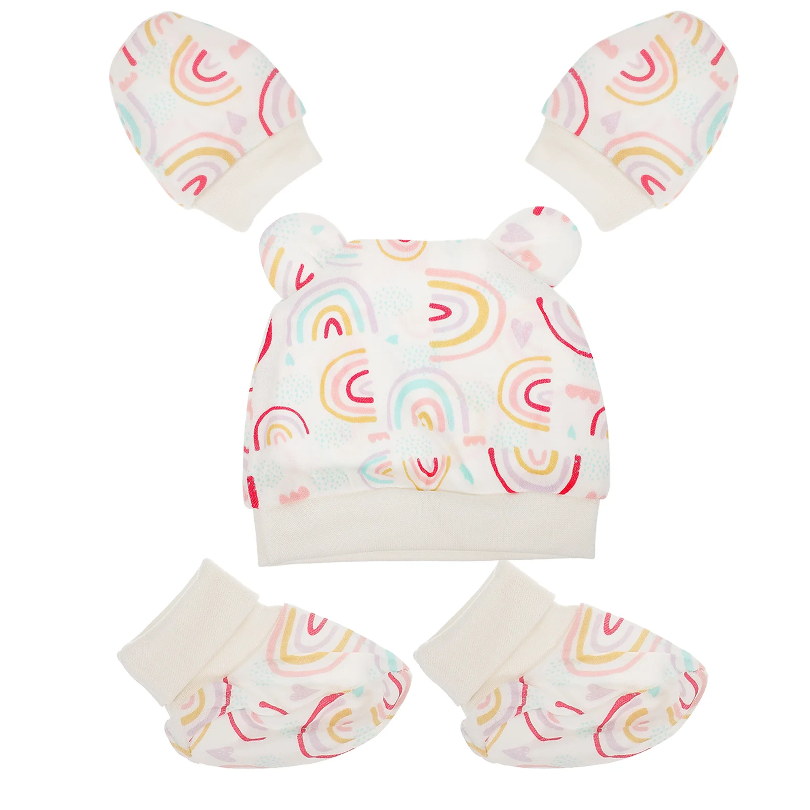 

1Set Baby Hat Set Cotton Anti-Scratch Gloves Foot Covers Warm Newborn Supplies Gift Baby Anti-Scratch Gloves Newborn Hat