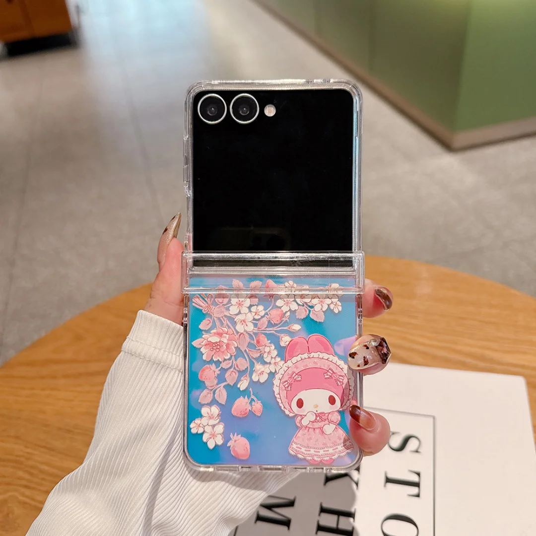 

Korean Cute My Melody Kuromi Portable Flower Rope Chain Case For Samsung Galaxy ZFlip7 6 Flip5 Flip6 Flip7FE Cover