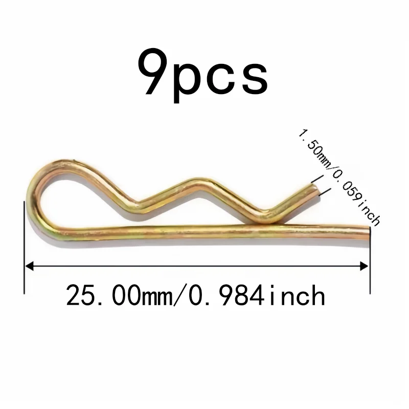 9 pcs 1.5*25mm M1.5 Spring Retaining Pins for Mechanical Equipment Repair, Reusable Spring Steel, Universal Use