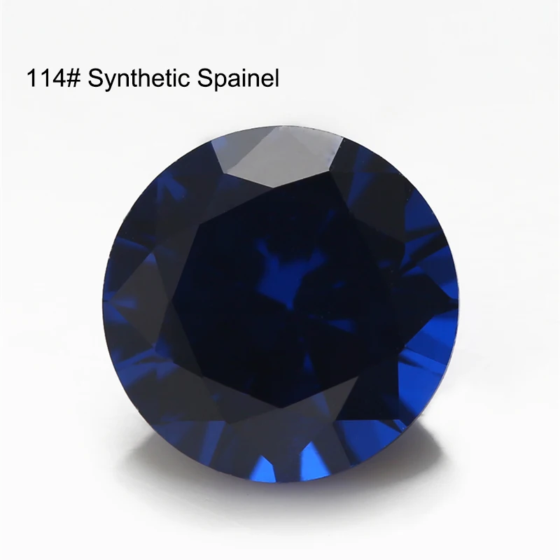 Size 3mm~12mm Round Brilliant Cut 112# 113# 114# Blue Gems Synthetic Spinel Stone For Jewelry DIY