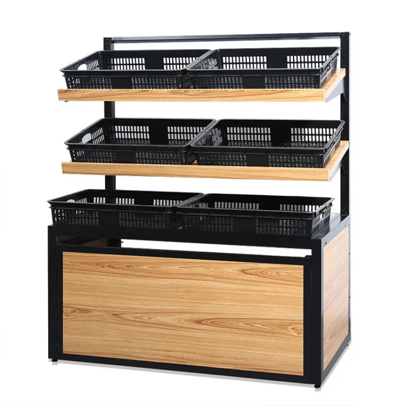 

Customize.Factory Modern Designed Wooden Fruit and Vegetable Display Stand Supermarket Display Shelves Groce