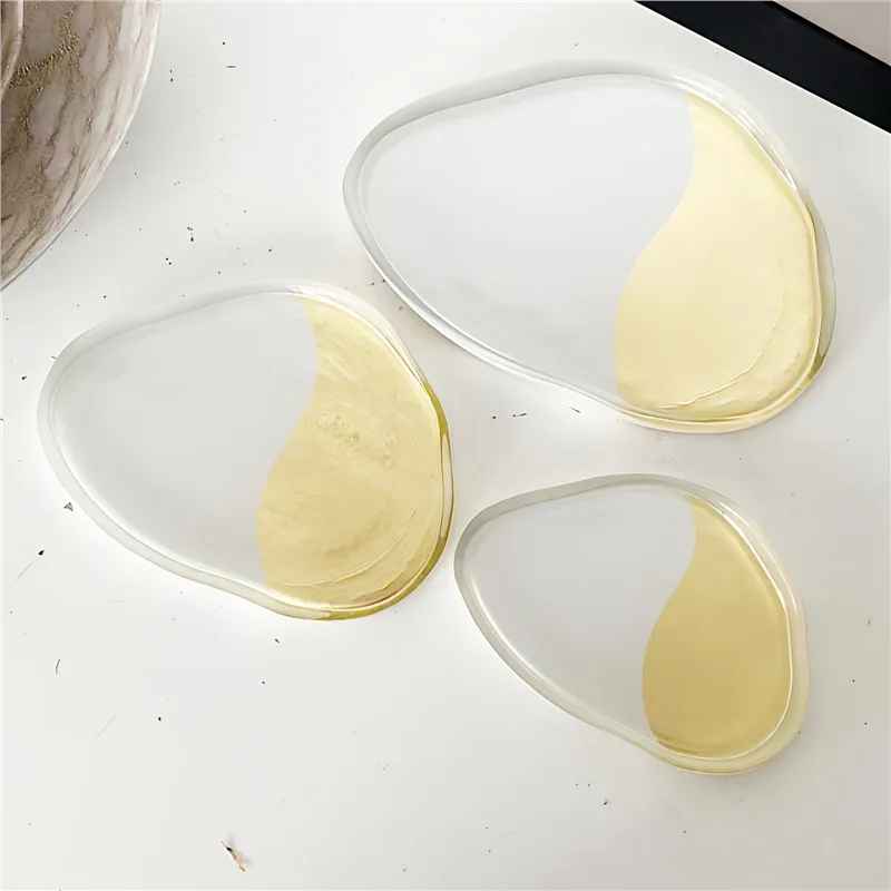 

Turkish handmade glass irregular oval fruit plate, platinum two-color tray jewelry decorative storage ornament