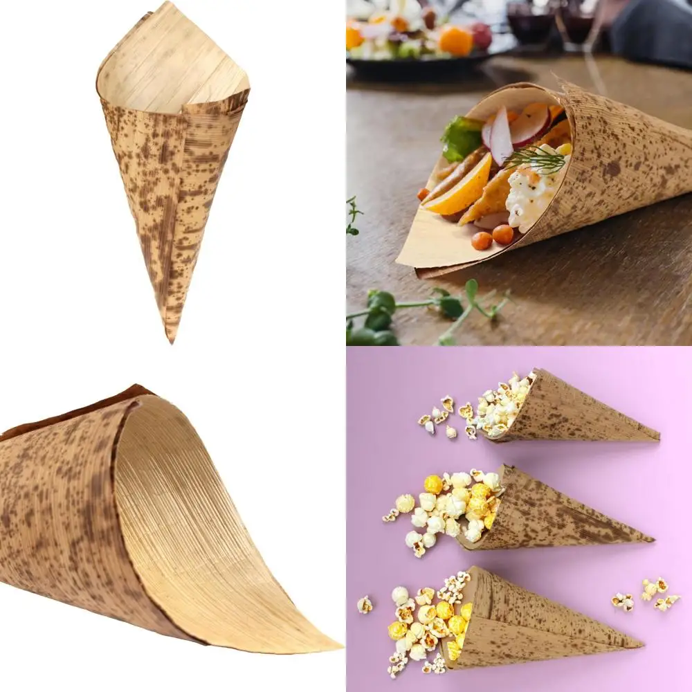 

Пищевые конусы премиум-класса с бамбуковыми листьями, возобновляемые и одноразовые, идеально подходят для общественного питания, вечеринок и домашнего использования, 30 шт.