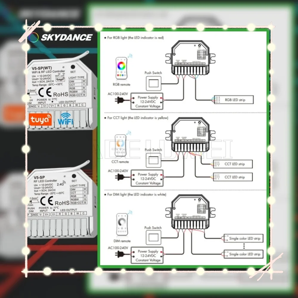 

DC12V-24V Mini Tuya WIFI светодиодный контроллер Moudle 5CH * 2A 5050 COB 2835 5в1 светодиодная лента диммер сенсорный переключатель Tuya App Smart Life APP