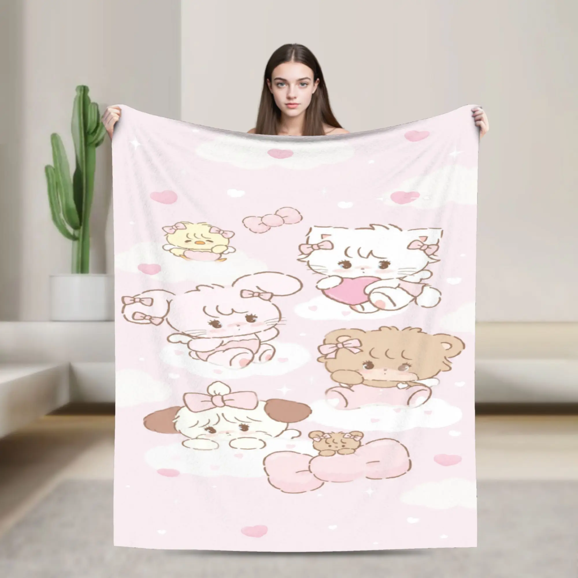 pink cartoon Mikko Mousse  Blanket Cozy Soft  Throw Blankets for Sofa 50x60 Inch Multi-size Plush Thin Quilt