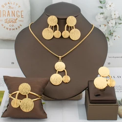 Itlaian Gold Color Jewelry Set For Women Necklace Earring Bangle Ring 4Pcs Set Wedding Gift Daily Wear Creative Trend Jewelry