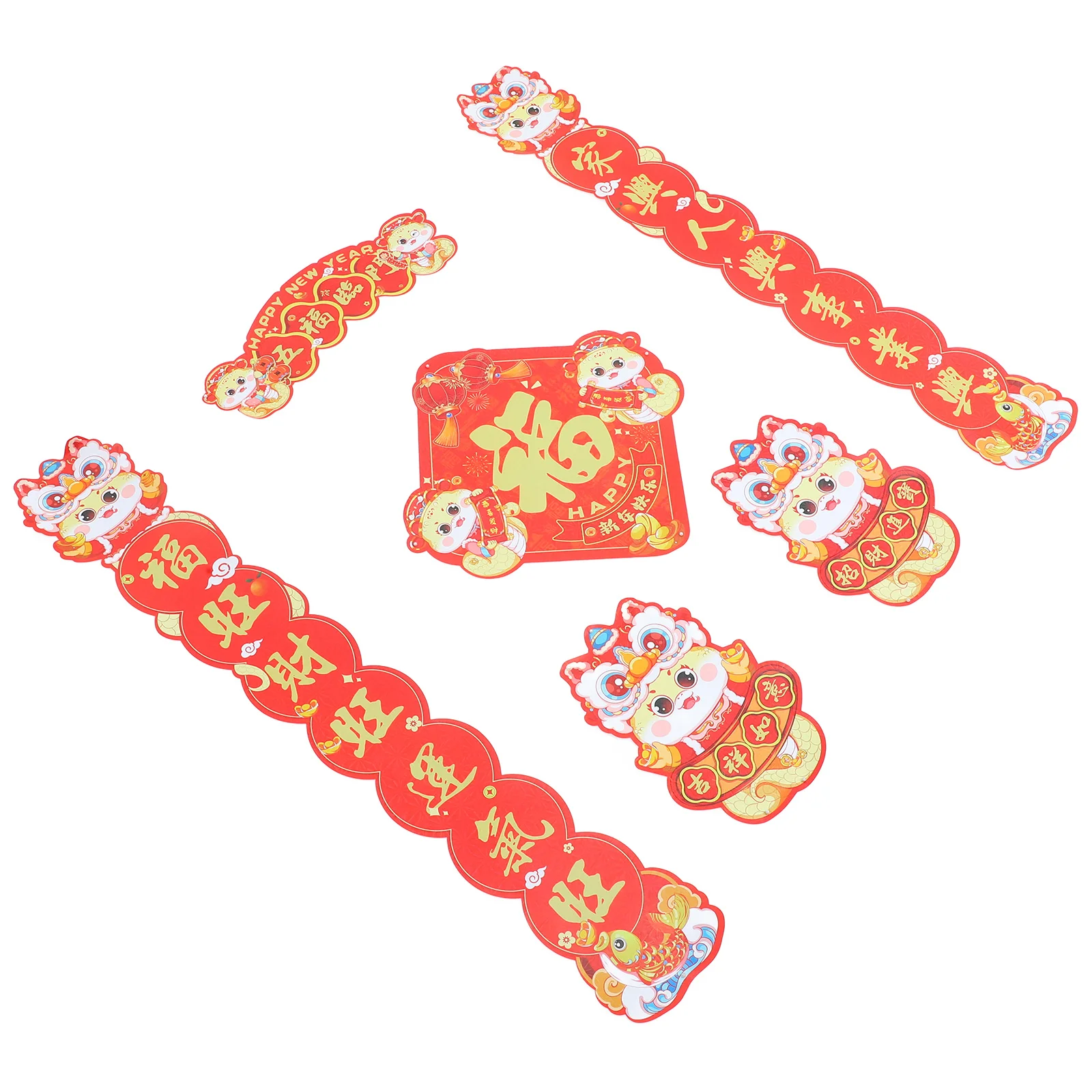 

2025 Year of The Snake Chinese New Year Door Stickers Spring Festival Couplets Home Decor Versatile Use Windows Walls