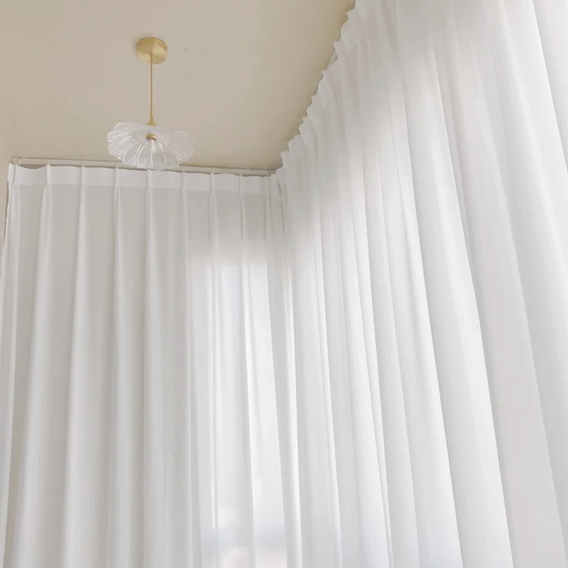 Soft White Voile Sheer Curtains For Living Room Window Solid Color Tulle Curtain For Bedroom Wedding Drapes Home Decor Customize