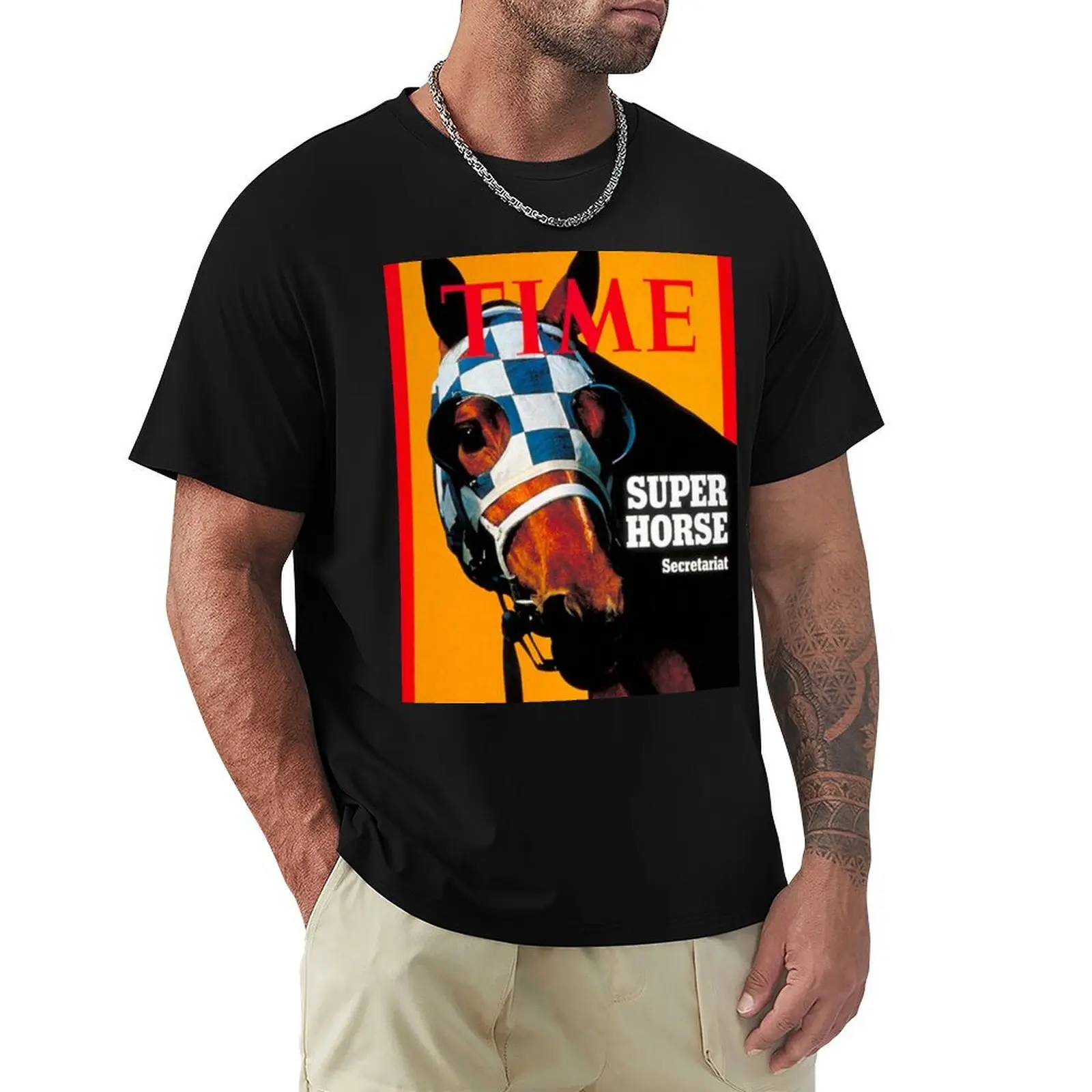 Secretariat Time Magazine Cover 1973, camiseta de gran tamaño, camisetas con estampado animal para niños, gráfico para hombres