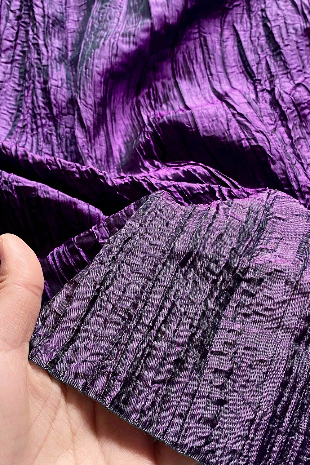 Sale Purple Pleated Dress Fabric Material Per Half Meter,Haute Couture Irregular Pleat Designer Fabrics For Sewing Lady Shirt