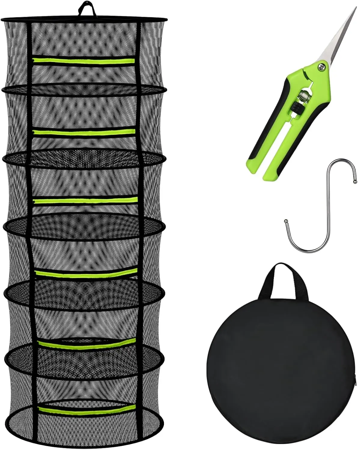 Herb Drying Rack - Mesh Drying Rack - Herb  Rack Hanging with Green Zipper & Garden Pruning Shears for  Herb