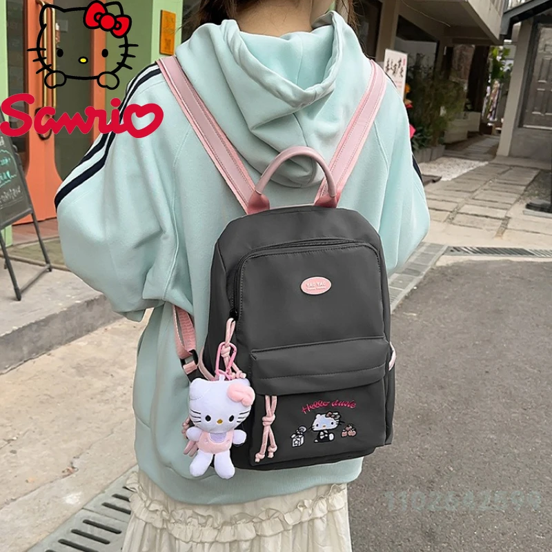 Hello Kitty New Women's Backpack Fashion High Quality Lightweight Girls Backpack Solid Color Versatile Multi-functional Backpack