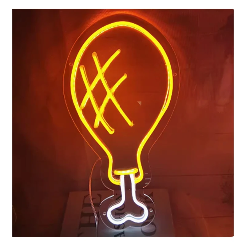 LED Neon Light com palavras luminosas, Burger Lamp, Stall Decoração Noite, Mercado, Ramen, Fried, Frango