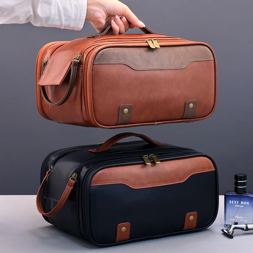 Large Multi Pockets Men's Cosmetic Bag Waterproof Travel Makeup Organizer Portable Hanging Shaving Wash Toiletry Pouch Storage