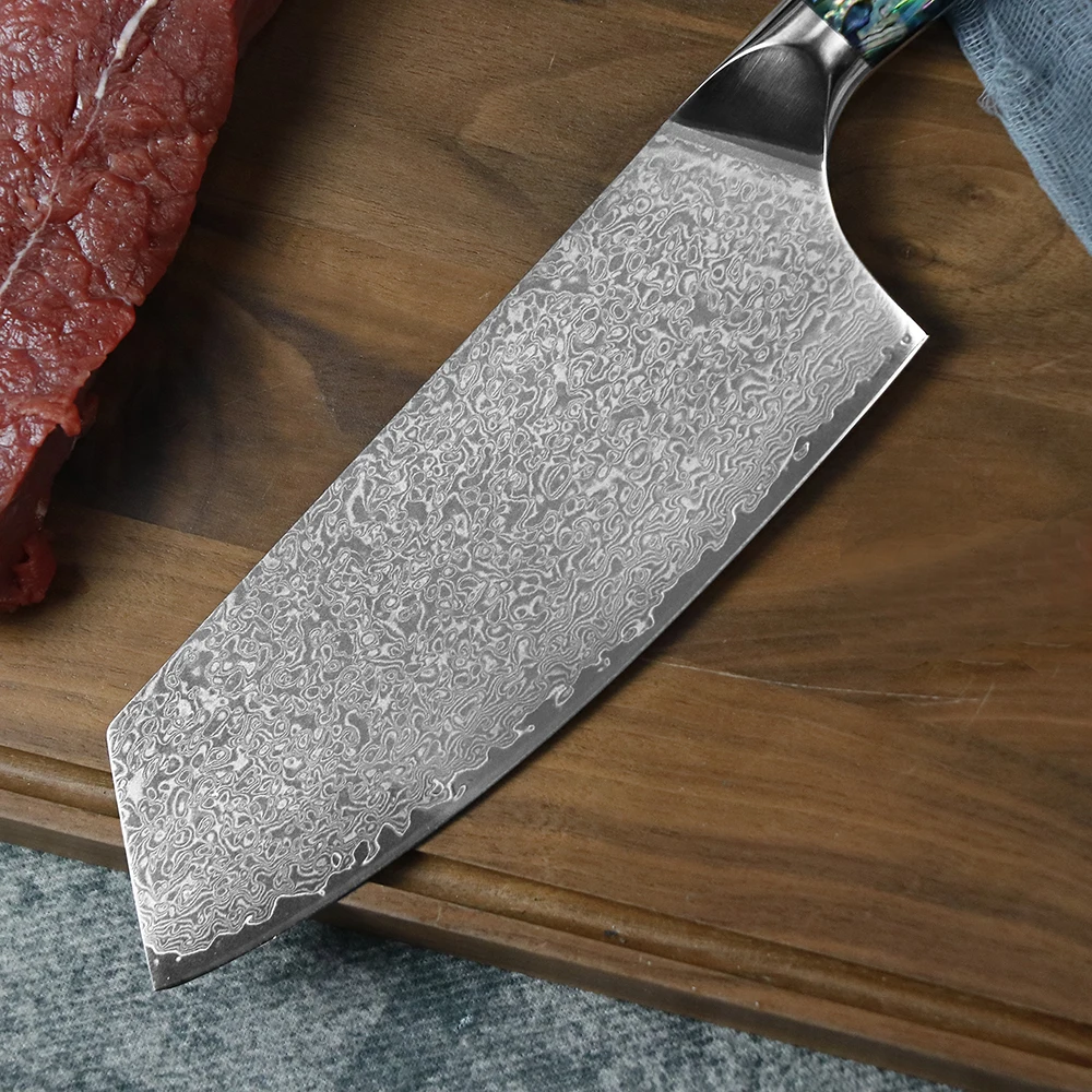 JUMCSONG7 inch Slicing Knife, 67 layer Damascus Steel Cutting Knife, Used For Cutting Vegetables And Meat. Chef\'s Kitchen Knife