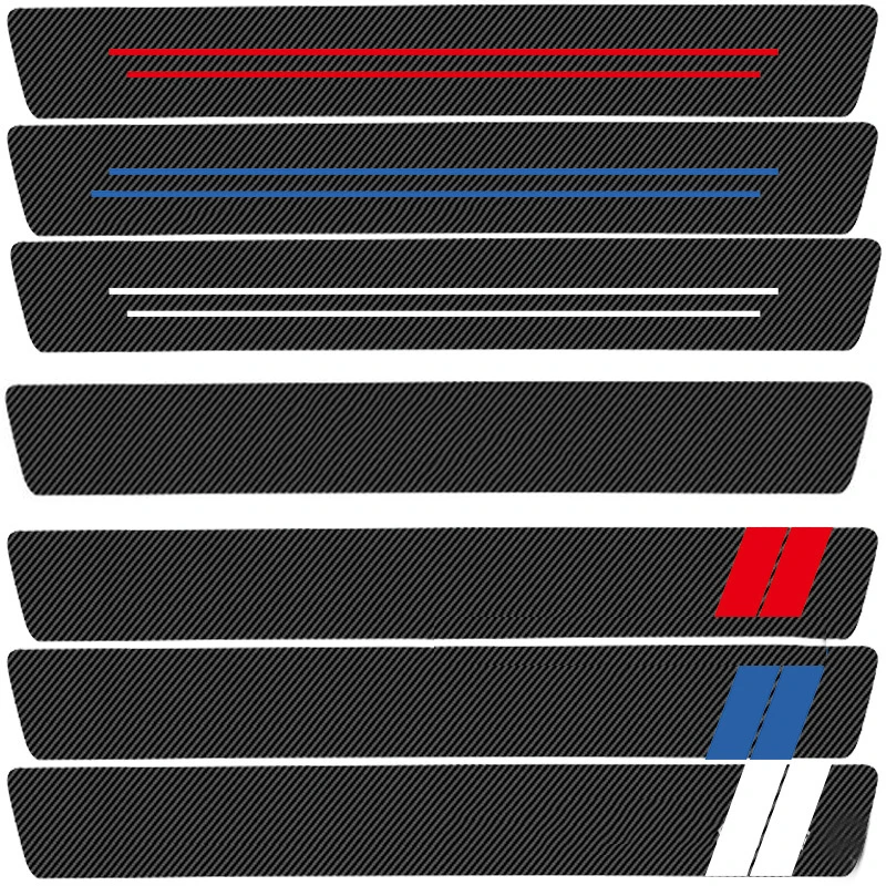

Universal Imitation Carbon Fiber Leather Car Door Sill Protection Strip Tough Durable Decorative Car Sticker Accessories 4pcs