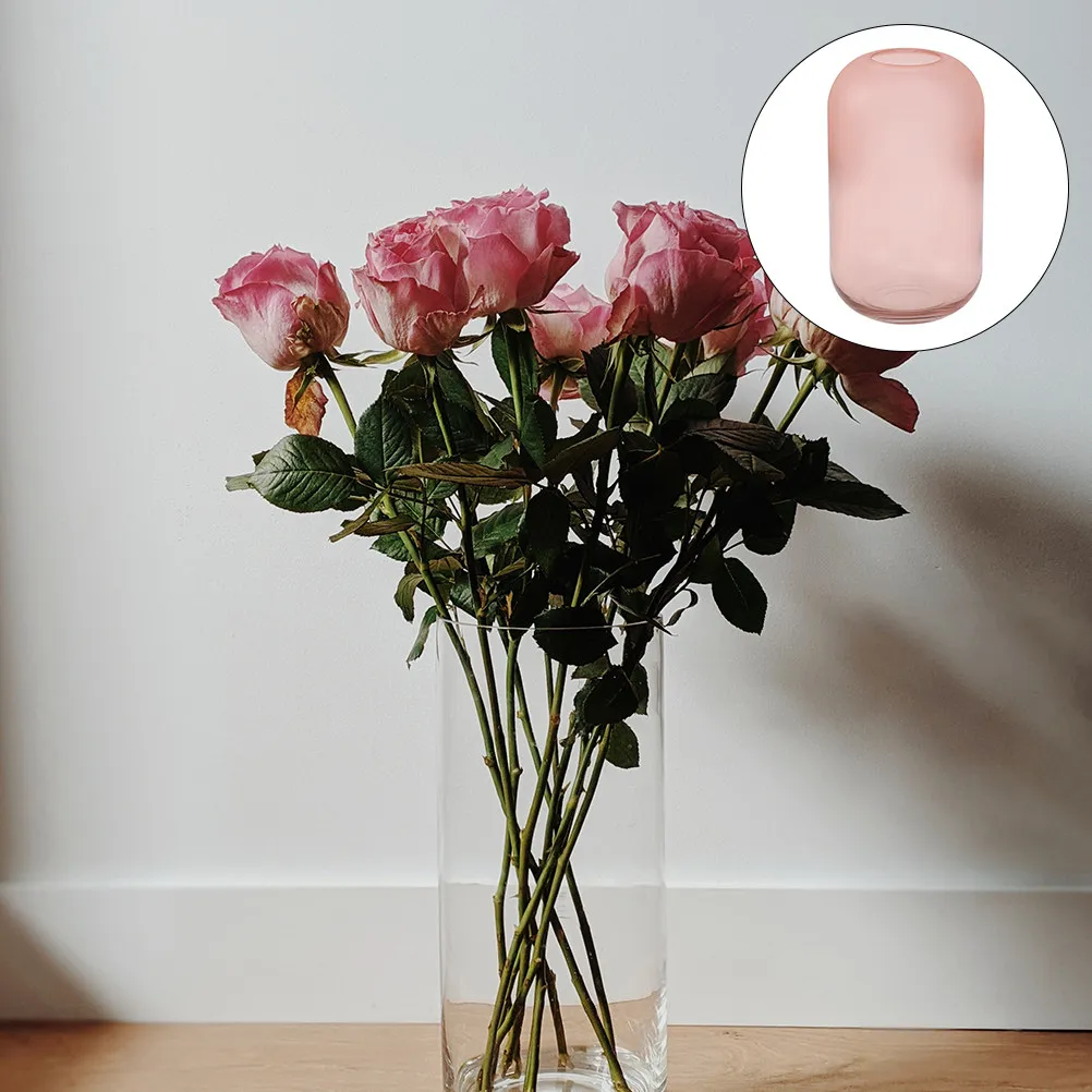 Frosted Glass Vase Hydroponic Flower Container Modern Desktop Decor for Home Office Floral Arrangements