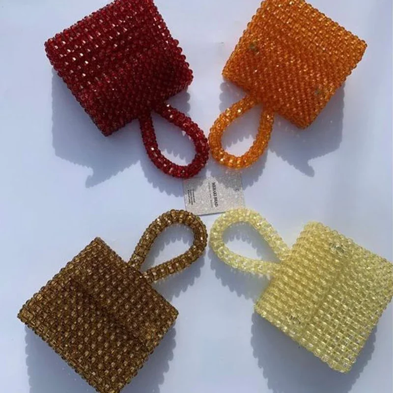 Acrylic Beads Women Bags Special Design Box Totes  Handmade Summer Party Handbags Cute Transparent Lady Dinner Wholesale