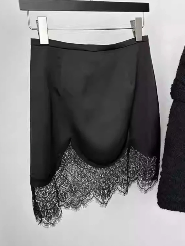 

Harajuku Sweet Elegant Sexy Lace Mini Skirt Streetwear Women Y2k Gothic Vintage Casual Short Skirts Japanese Chic Straight Skirt