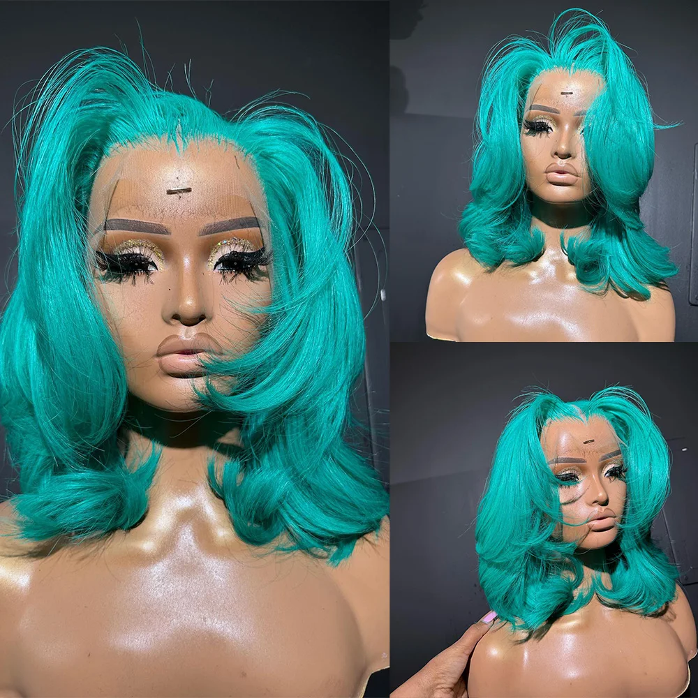 

Linhua Hair 12A Emerald Green Colored Body Wave 13X6 Lace Frontal Wig Preplucked 180% Peruvian #613 Remy 5x5/4x4/13x4 Lace Wigs